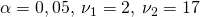 \alpha = 0,05, \: {\nu}_1 = 2, \: {\nu}_2 = 17