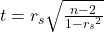t = r_s \sqrt{\frac{n-2}{1-{r_s}^2}}
